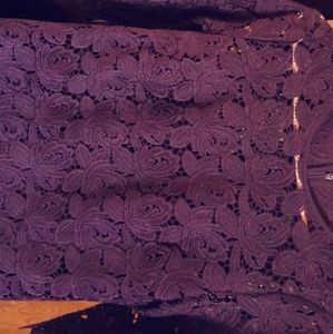 LOFT size 4 deep purple lace midi dress